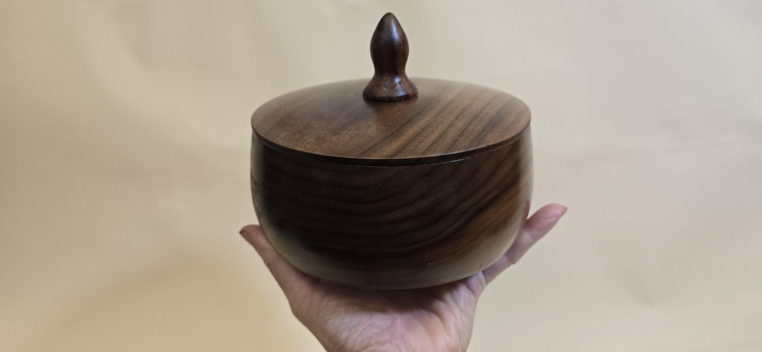 Black Walnut Keepsake Box (6.5") Hand-Turned Lidded Wood