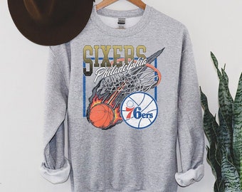 90s NBA Philadelphia 76ers Basketball Team 2021 Crewneck Sweatshirt Vintage Graphic Tee For Men, Vintage Philadelphia Sixers Shirt, Player
