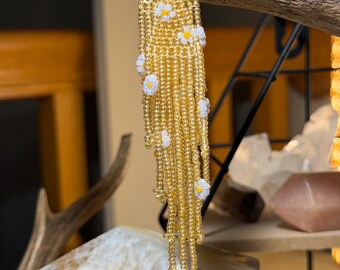 Daisy Handwoven Artisan Seed Bead Fringe Earrings