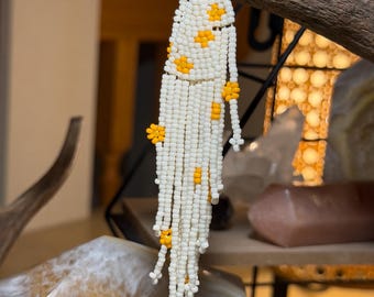 Daisy Handwoven Artisan Seed Bead Fringe Earrings