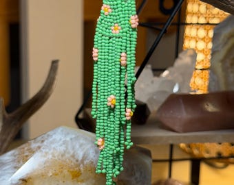 Daisy Handwoven Artisan Seed Bead Fringe Earrings