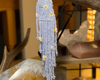 Daisy Handwoven Artisan Seed Bead Fringe Earrings