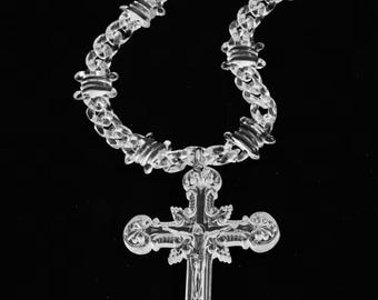 Holographische Glaube Kreuz Halskette | Klar Acryl Jesus Anhänger | Unisex Geschenk