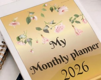 Téléchargement numérique : agenda floral 2026 mensuel, liste de choses à faire avec notes