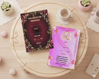 Carte de mariage de luxe faire-part en téléchargement numérique Papeterie élégante Modèle imprimable instantané