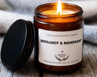 Valentine Gift for Him | Bergamot & Mahogany Scented Candle | Smells Like My Boyfriend | Cozy Winter Gift | Romantic Husband Gift