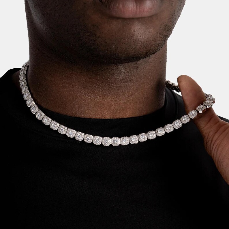 Micro Clustered Tennis Necklace In White Gold