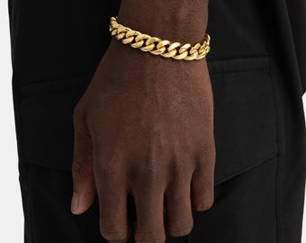 12mm Miami Cuban Bracelet, Thick Hip Hop Chain for Him or Her, Jewelry Bold Wristwear