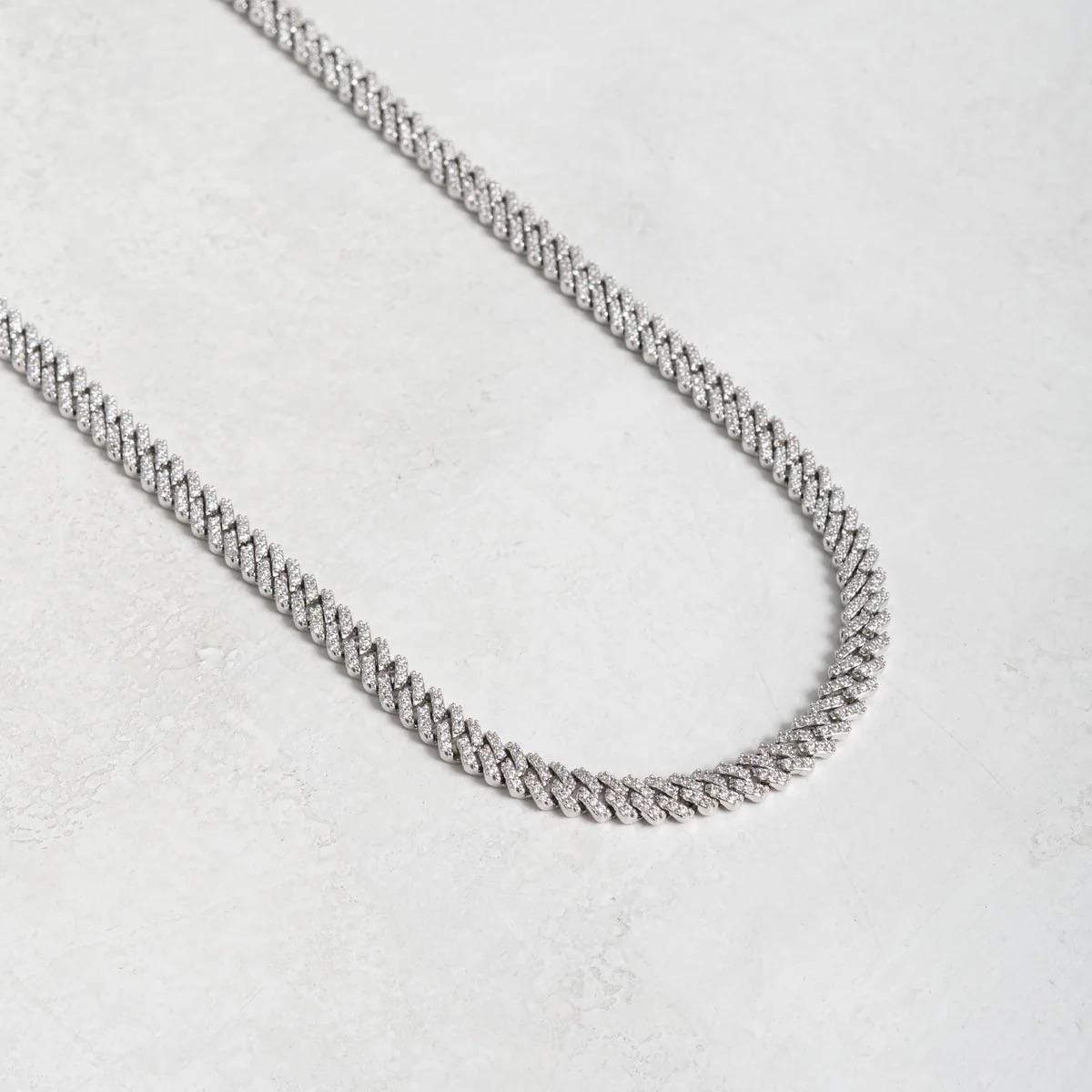 5mm Prong Cuban Chain, Iced Out Diamond Link Necklace for Men
