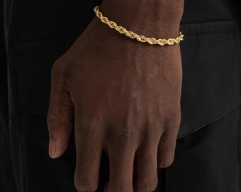 5mm Rope Bracelet, Unisex Jewelry for Him or Her, Steel Daily Wear Bling, Minimalist Layering Bracelet