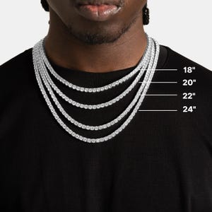 Iced Prong Cuban Chain Necklace: CZ Diamond, White/Yellow Gold Bild 3