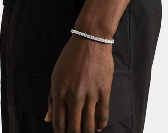 Iced CZ Diamond Tennis Bracelet: 18K Gold, Waterproof