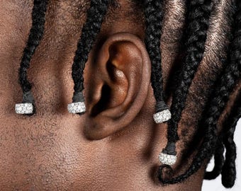 Diamond Hair Beads White Gold, Iced Out Hair Jewelry for Braids, Bling Braid Accessories, Gift for Her Hair Cuffs, Festival Hair Charm