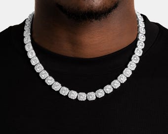 Clustered Diamond Tennis Chain, Iced Out Diamond Link Necklace for Men and Women, Bling Jewelry, Hip Hop Chain, Christmas Gift