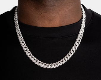 8.5mm Diamond Cuban Chain, Iced Out Diamond Link Necklace for Men, Bling Jewelry Gift for Him, Hip Hop Chain, Christmas Gift