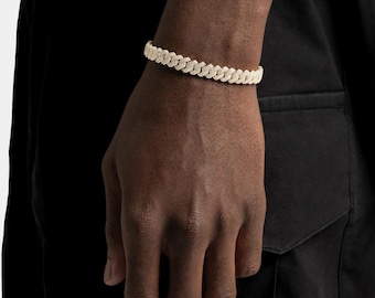 8mm Diamond Prong Cuban Bracelet, Iced Out Hip Hop Jewelry, Bling Gift, Luxury Bracelet, Birthday Gift