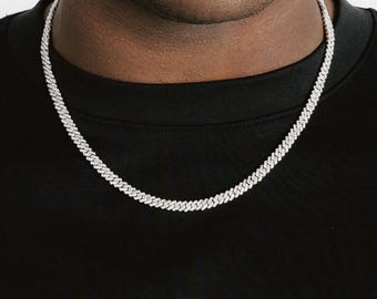 5mm Prong Cuban Chain, Iced Out Diamond Link Necklace for Men, Bling Jewelry Gift for Him, Hip Hop Chain, Christmas Gift