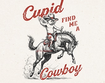 Vintage cowboy cupido, png, western valentijnssublimatie, retro vind me een cowboy shirtontwerp