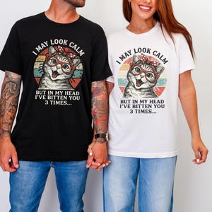 funny cat quote png, i may look calm meme, sarcastic cat mom gift, retro sunset cat art, sassy kitten sublimation, vintage cat with glasses, cat wearing bandana png, humorous feline digital download, crazy cat lady design, animal meme graphics