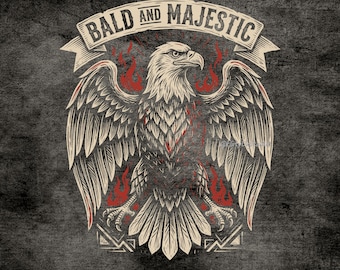 Bald and Majestic PNG, Funny Dad Gift, Husband Birthday, Vintage Eagle Bald Guy Joke