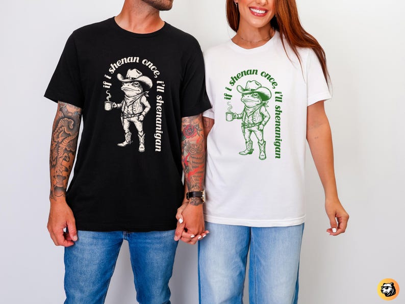 funny frog cowboy st patricks day png, retro shenanigan frog shirt design, vintage western irish green frog, frog riding cowboy funny illustration, st paddys day green frog art, distressed green cowboy frog sublimation, whimsical irish shenanigan digital download, lucky frog cowboy hat western png, funny st patricks day humor for adults, vintage woodcut style frog cowboy design