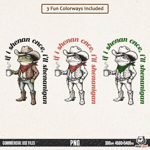 funny frog cowboy st patricks day png, retro shenanigan frog shirt design, vintage western irish green frog, frog riding cowboy funny illustration, st paddys day green frog art, distressed green cowboy frog sublimation, whimsical irish shenanigan digital download, lucky frog cowboy hat western png, funny st patricks day humor for adults, vintage woodcut style frog cowboy design