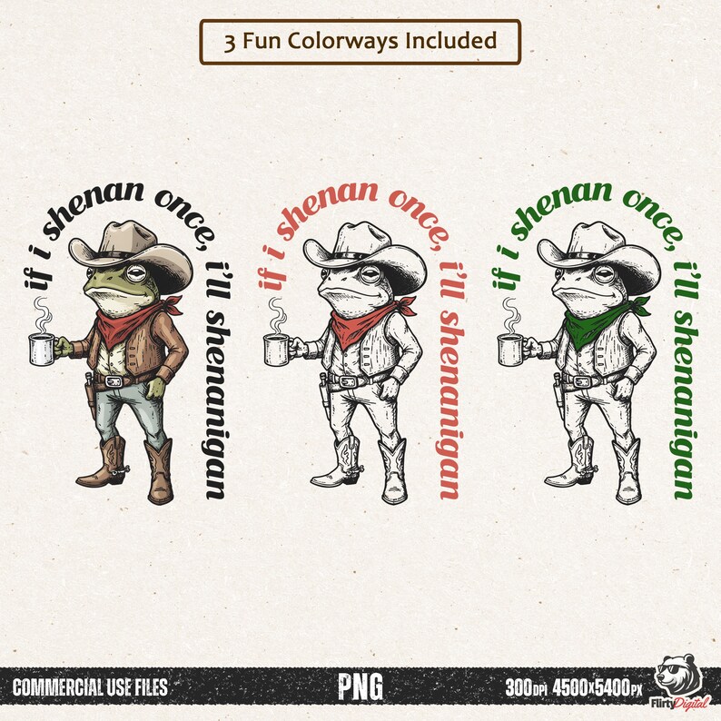 funny frog cowboy st patricks day png, retro shenanigan frog shirt design, vintage western irish green frog, frog riding cowboy funny illustration, st paddys day green frog art, distressed green cowboy frog sublimation, whimsical irish shenanigan digital download, lucky frog cowboy hat western png, funny st patricks day humor for adults, vintage woodcut style frog cowboy design