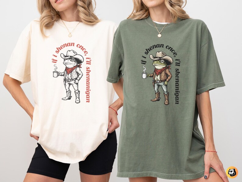 funny frog cowboy st patricks day png, retro shenanigan frog shirt design, vintage western irish green frog, frog riding cowboy funny illustration, st paddys day green frog art, distressed green cowboy frog sublimation, whimsical irish shenanigan digital download, lucky frog cowboy hat western png, funny st patricks day humor for adults, vintage woodcut style frog cowboy design