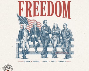 Freedom American Icons PNG, Patriotic Presidents Legends Founders America History Retro Sublimation