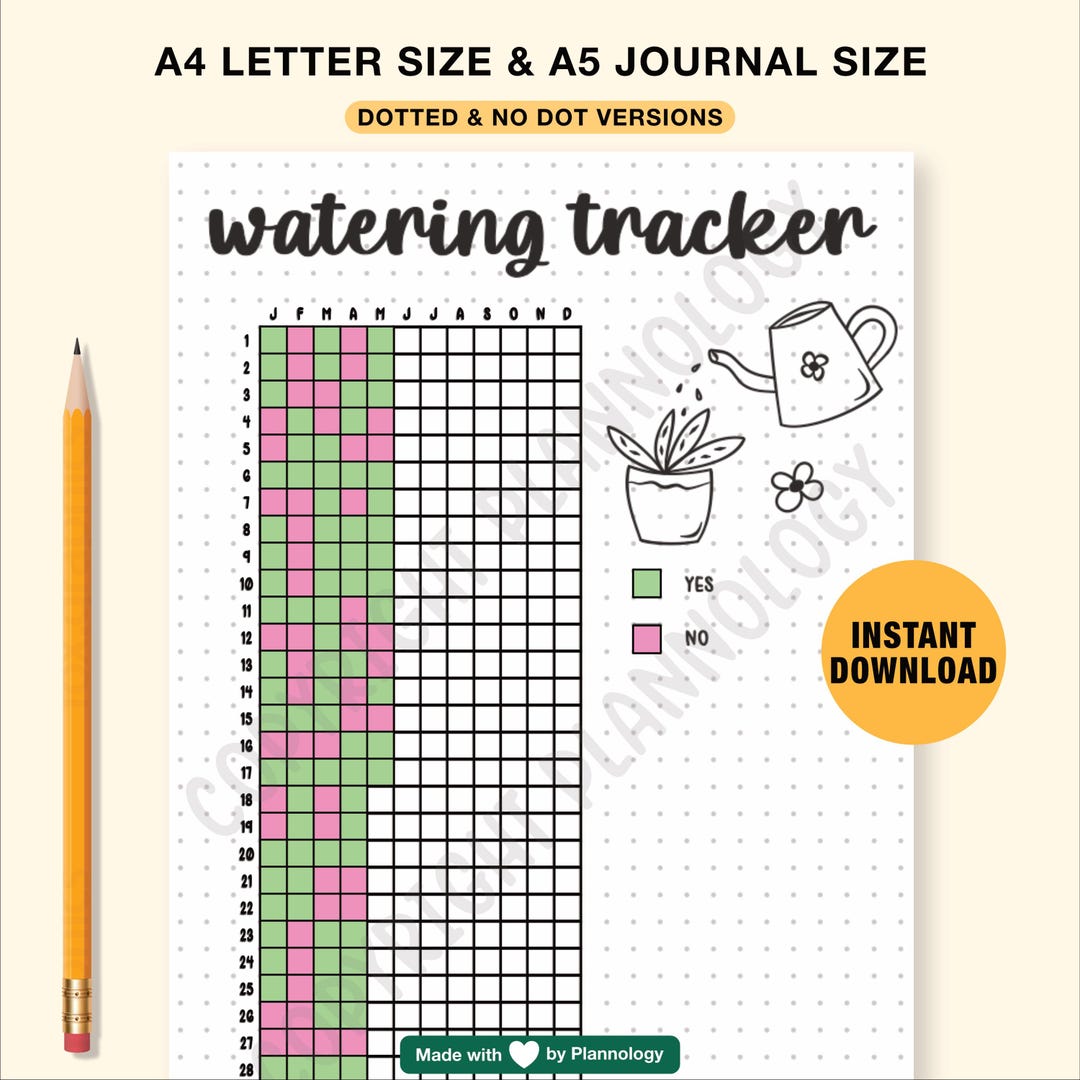 Garden Watering Tracker Printable Journal Page Planner Template ...