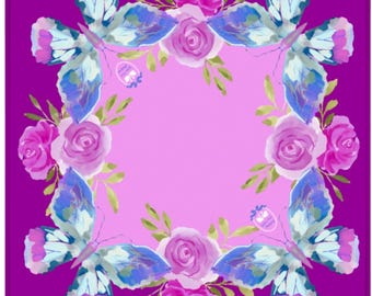 Flutter Mahjong Mat with Flowers and Butterflies