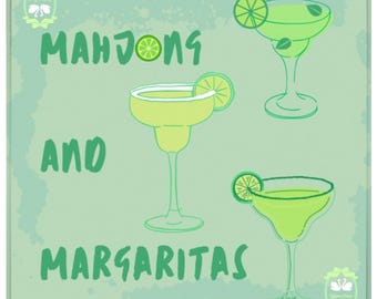 Margarita Mahjong Mat with Cocktails and Limes