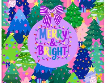 Merry and Bright Christmas Tree Mahjong Mat