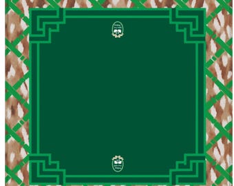 Fawn - Money Green - Mahjong Mat with Animal Print and Bamboo Pattern