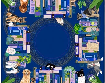 My Favorite Things - Mahjong Mat with Books, Dogs, and Plants