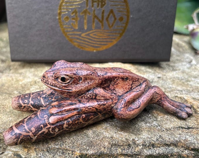 Kuripe Carved “Kambo”, wood burned pattern kuripe, single wooden block high quality carving Sawo wood