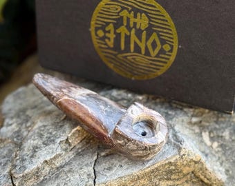 Ocean Jasper Smoking Tobacco Pipe, Hand Carved from a Single Block Stone