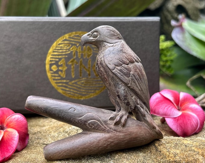 Kuripe “Standing Eagle” Carved from single wooden block high quality carving Dark wood.