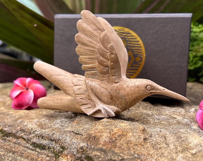 Kuripe "Hummingbird" carved from single wooden block high quality carving Teak wood