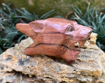 Kuripe “Jaguar Head” Craved from single wooden block high quality carving Dark wood.