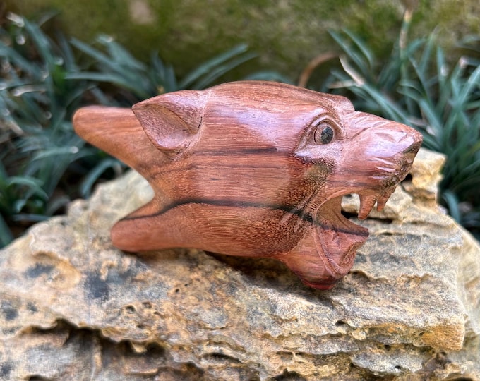 Kuripe “Jaguar Head” Craved from single wooden block high quality carving Dark wood.