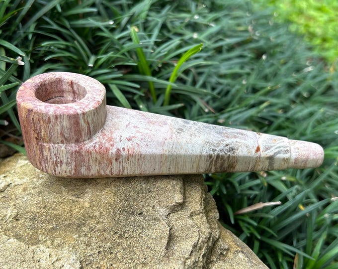 Smoking Tobacco Pipe Stone carved from single block high quality Moringa Red Fosil Stone