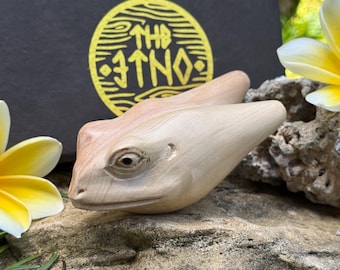 Kuripe "Old Frog Head" Craved from single wooden block high quality carving "Cemara"  wood.