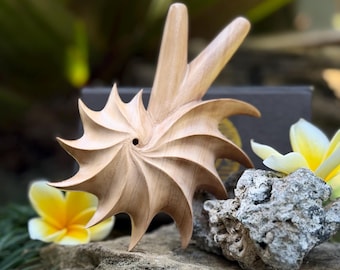 Kuripe “Golden Spiral” Carved from single wooden block high quality carving Cemara wood