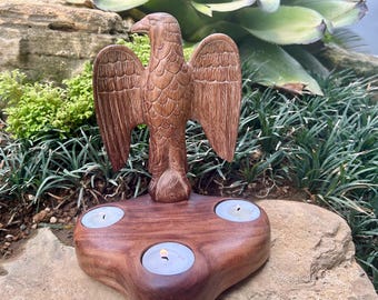 Candle holder "Eagle" Balinese Handcrafted – high quality carving durable solid dark wood