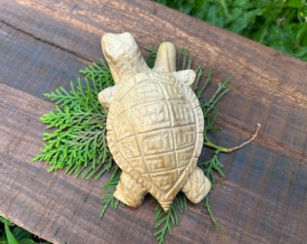 Carved “Turtle” Kuripe pipe from single wooden block high quality carving, Teak durable wood.