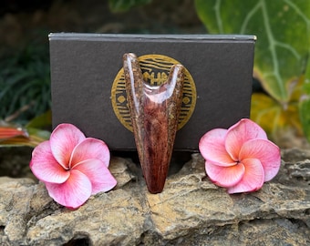 Limonite Crushed Stone Kuripe,  Handcrafted Balinese Pipe, Dark Wood & Resin