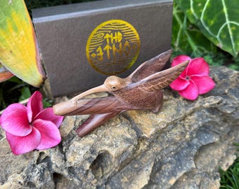 Kuripe "Colibri" carved from single wooden block high quality carving durable dark wood