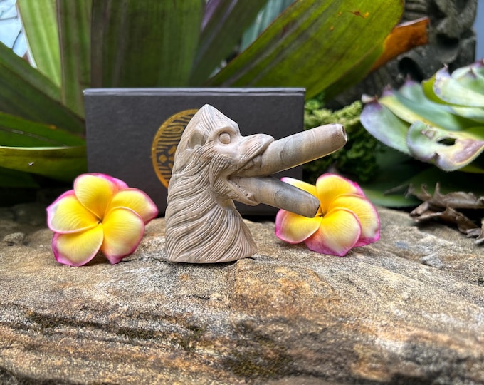 Kuripe "Monkey Head" Carved from single wooden block high quality carving of Crocodile wood.