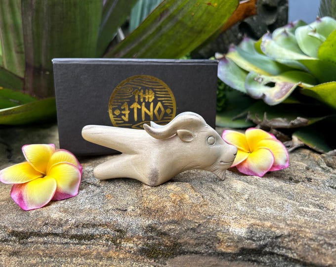 Kuripe "Buffalo Head" Carved from single wooden block high quality carving of Crocodile wood.